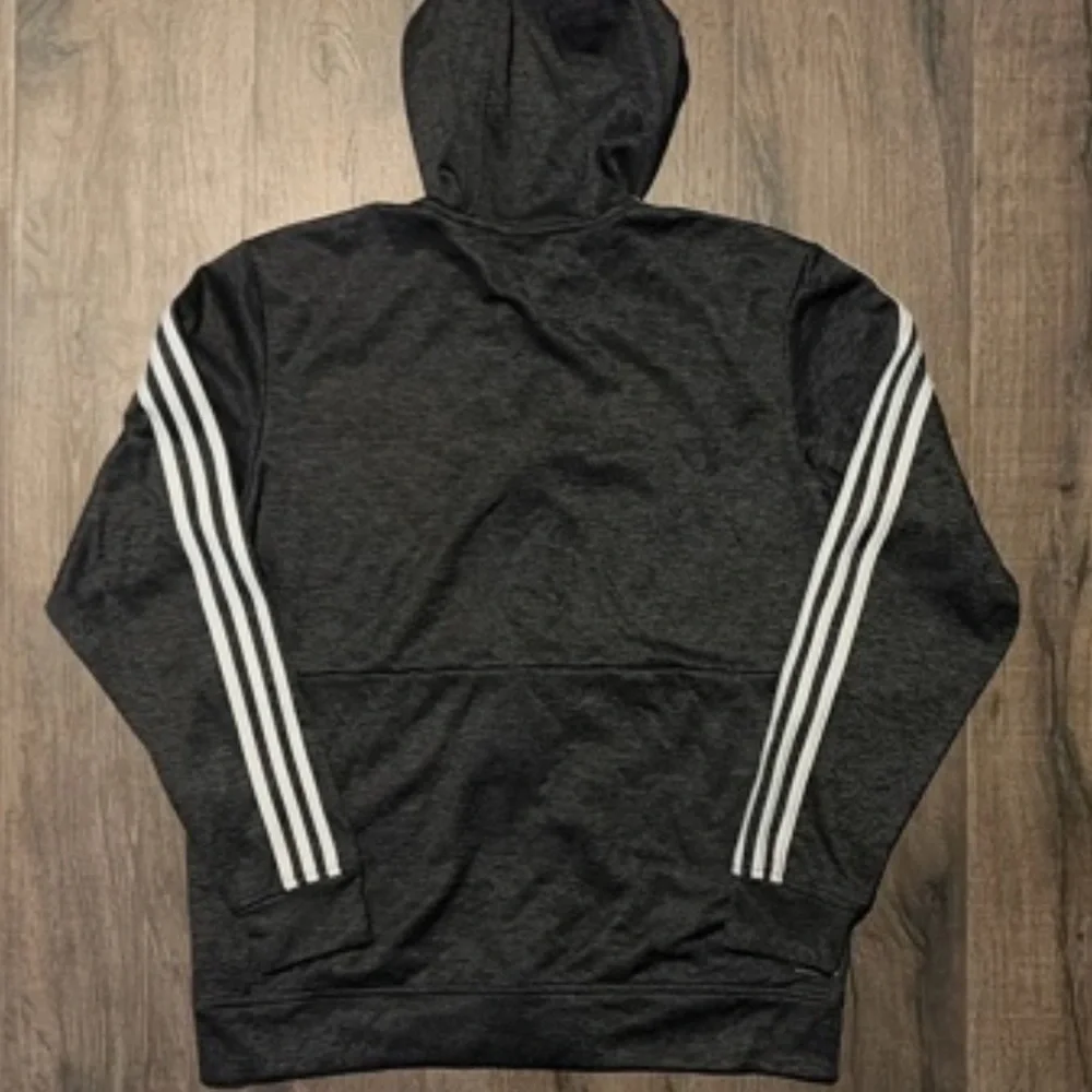 adidas Black Hooded Track Jacket with White Stripes